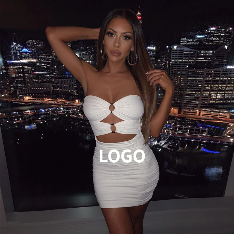 

Summer women's sexy slim cut-out sleeveless pleated hip Dress XS