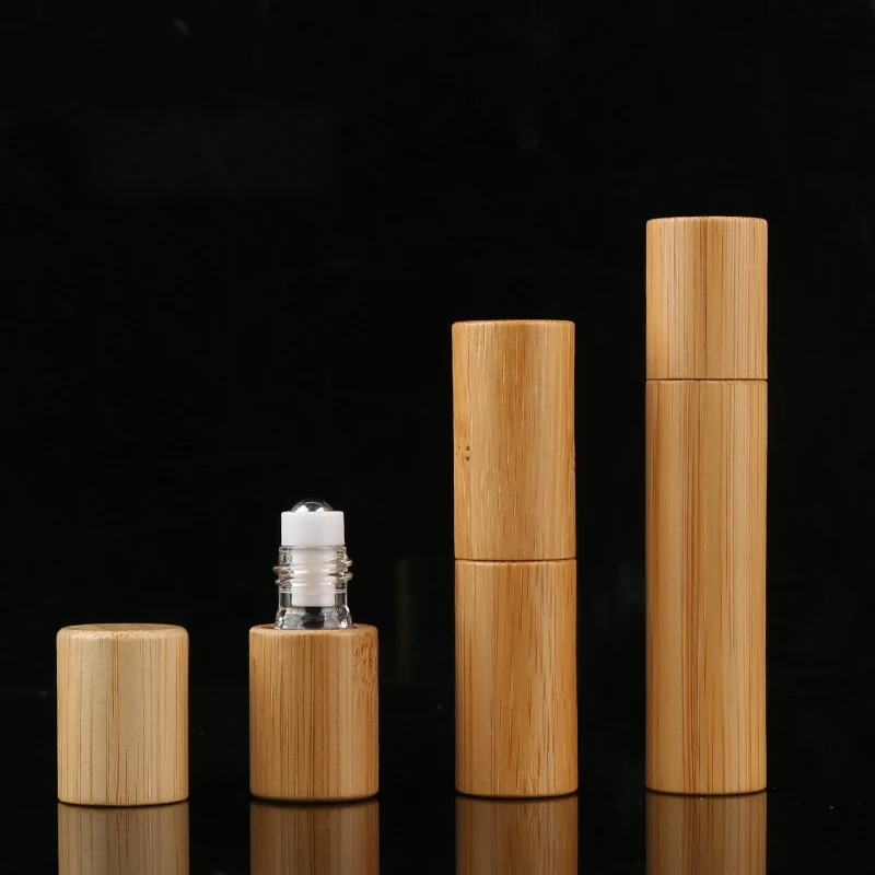 

5 Ml 10 Ml Bamboo Empty Perfume Essential Oil Glass Roll On Bottle Glass Roller Bottle With Stainless Steel Roll On Ball