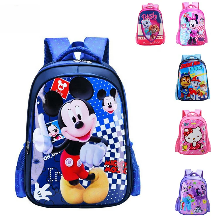 

Wholesale Girls Popular Waterproof Ergonomic School Backpack With Clear Cartoon Printing Kids School Bag, Pink blue red or customized