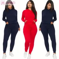 

Y7032 latest design fashion 2020 fall new long sleeve solid color hoodie and pencil pants two piece set women clothing summer