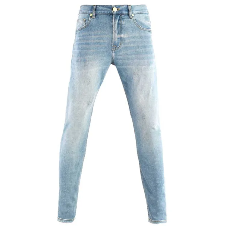 

Classic men's washed blue quick-drying jeans
