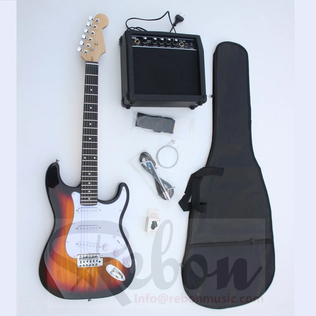 

Weifang Rebon 6 String 39 inch ST Beginner Electric Guitar Package/Guitar Set/Guitar kit with 20 Watt Amplifier