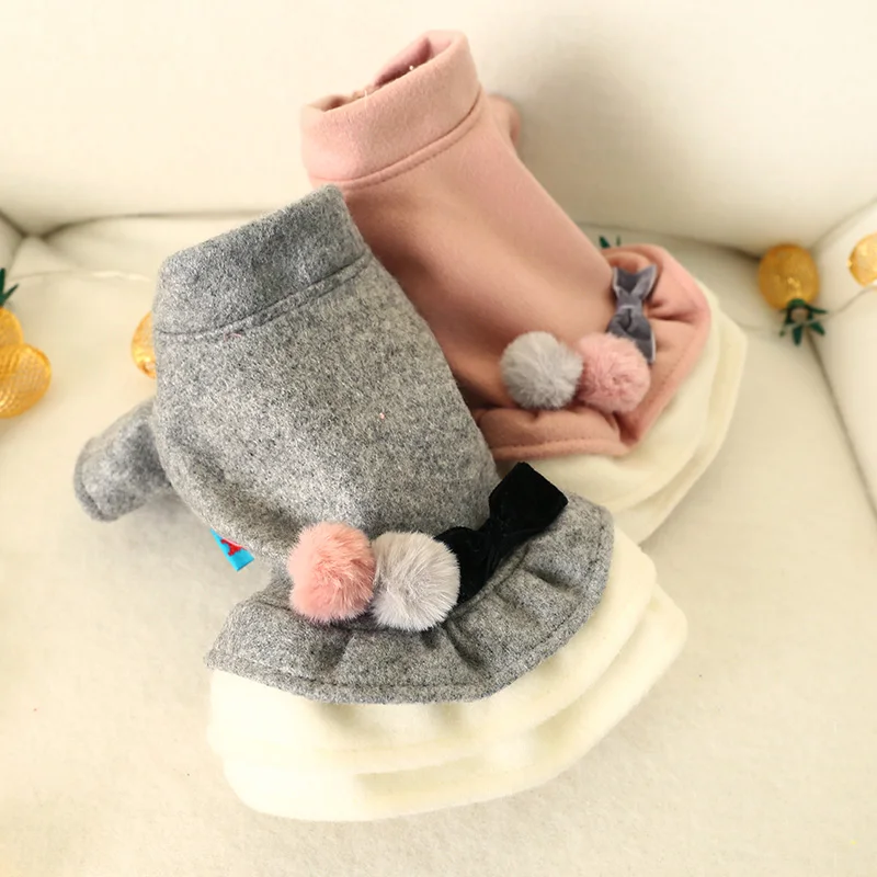 

Pet Teddy Dog Clothes Fashion Autumn/Winter Twin-ball tweed skirt Wholesale Pet Supplier