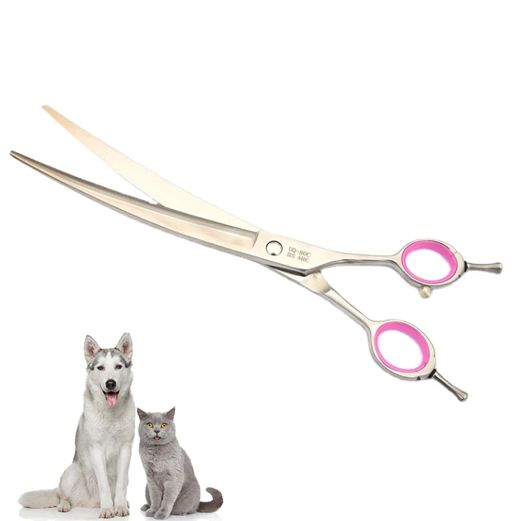 

Superb Craftsmanship  Silver Curved Pet Scissors For Small Animal Trim