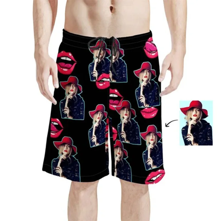 

Dropship Custom printed face Beach Shorts Quick Dry surf shorts wholesale boardshorts