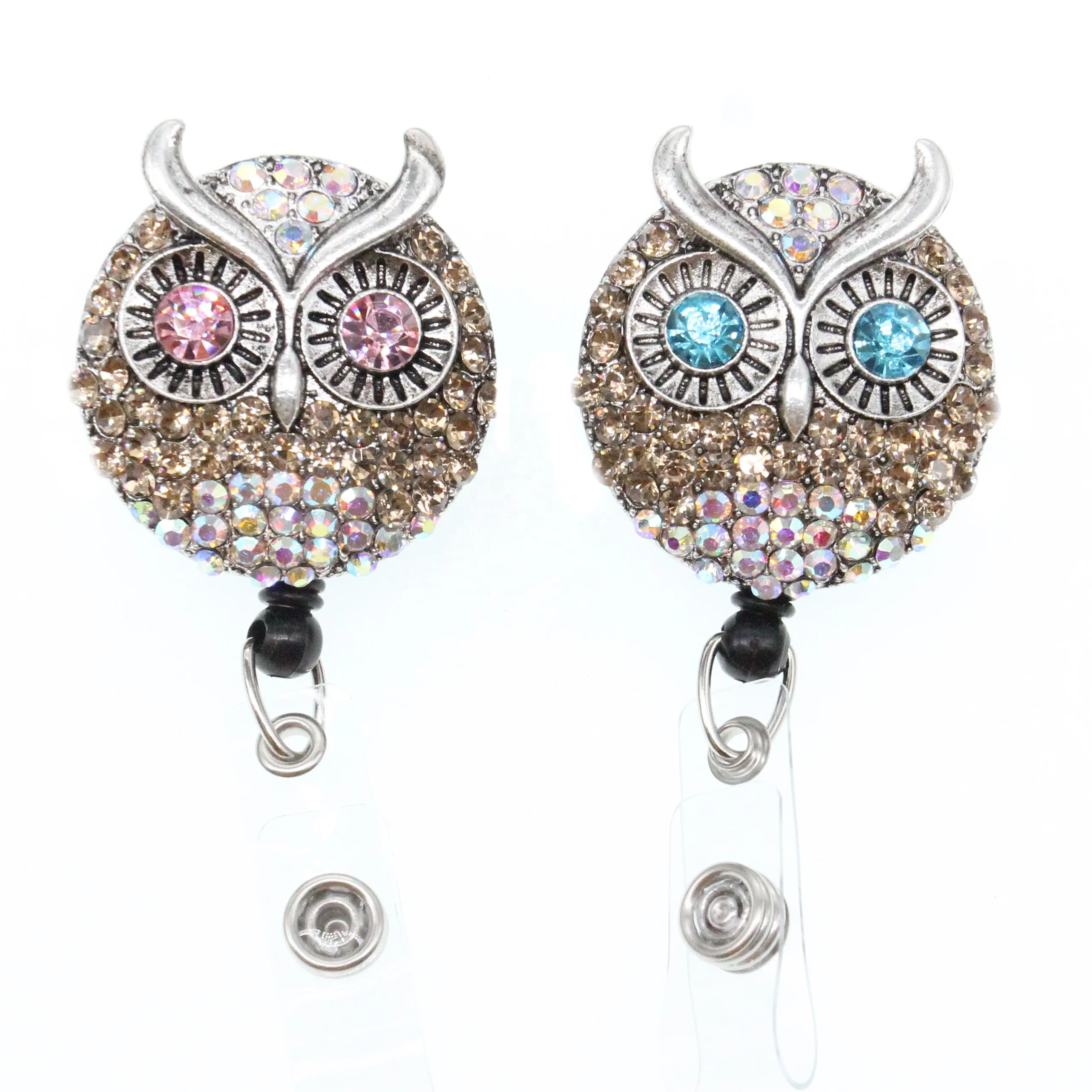 

Fashion Colored Cute Rhinestone Animal Owl Badge Reel For Valentine's Day Gift, As pic