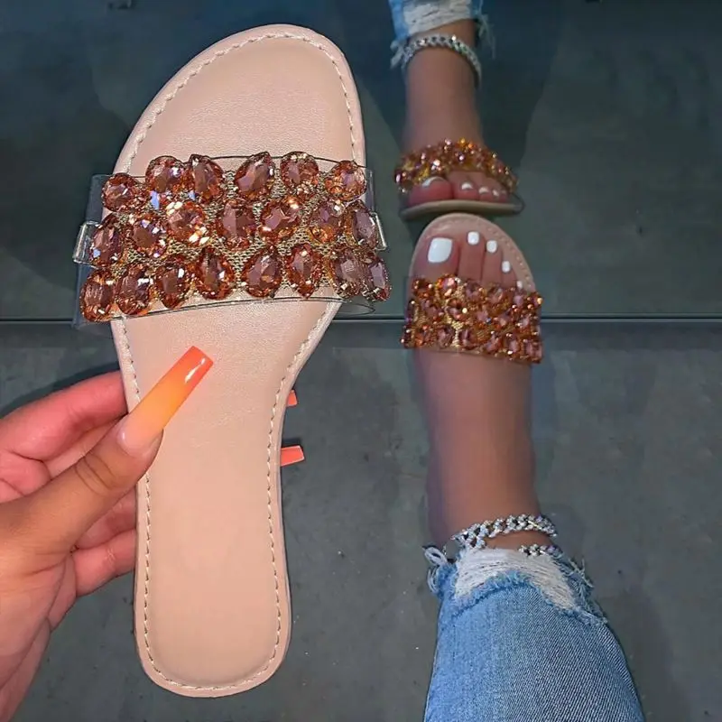 

Sandals For Women And Ladies With Stones Crystal High Heels Slipper Diamond Slippers Thug Life