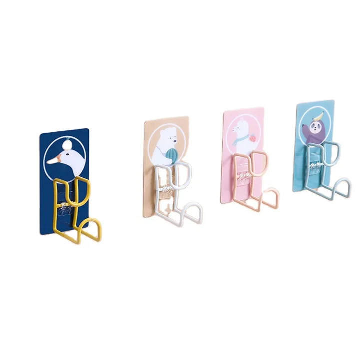 

Cartoon stainless steel washbasin rack hole free storage rack bathroom kitchen wall bathroom hooks towel rack
