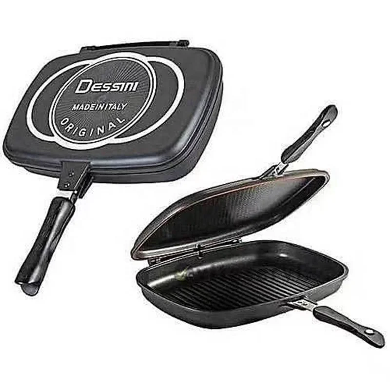 

32cm aluminum cookware black dessini double sided flat non stick frying pan