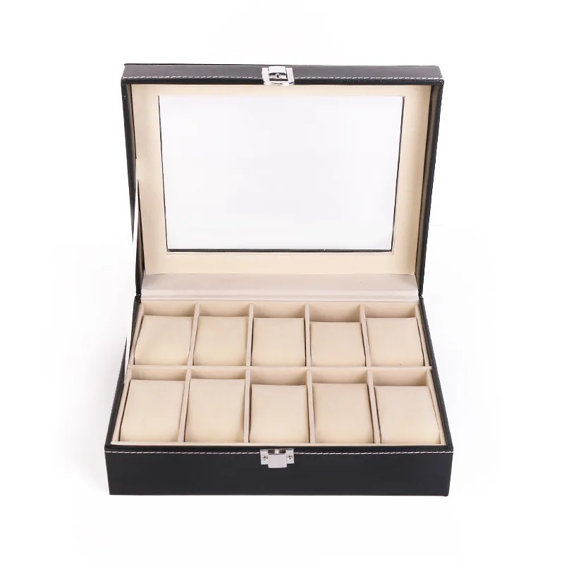 

Wooden Watch Box Wood Case Casket Display Box Window Watches Organizer Black Brown Cabinet Packing 10 Dust-Proof Storage Boxes