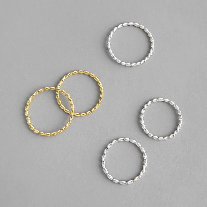 

classic fashion women jewelry 925 sterling silver minimalism rope ring