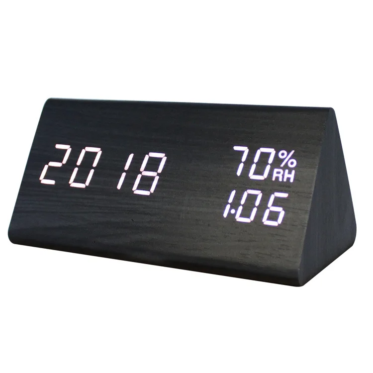 
Digital Alarm Clock 3d Led Digital Clock Wooden Electronic LED Time Display 3 Alarm Settings Humidity&Temperature with Led Clock 