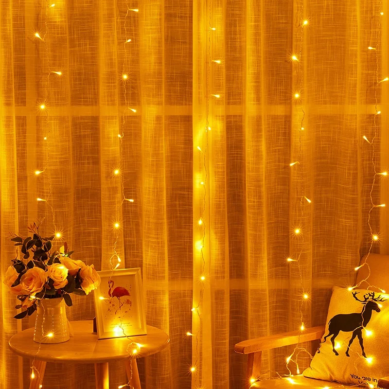 300 LED Window Curtain String Light 3*3m Christmas Lights for Indoor Outdoor Wedding Party Home Garden Bedroom Wall Christmas