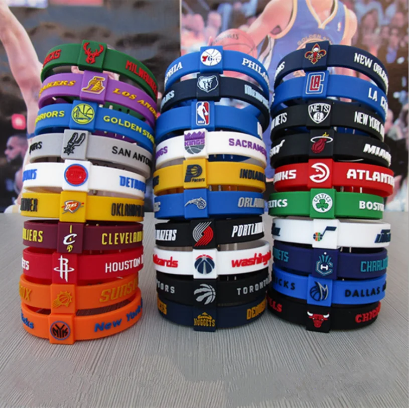 

Wholesale 31 teams Basketball Sports Camouflage Wristbands Silicone Fitness Adjustable Energy Bracelet for men, Any colors