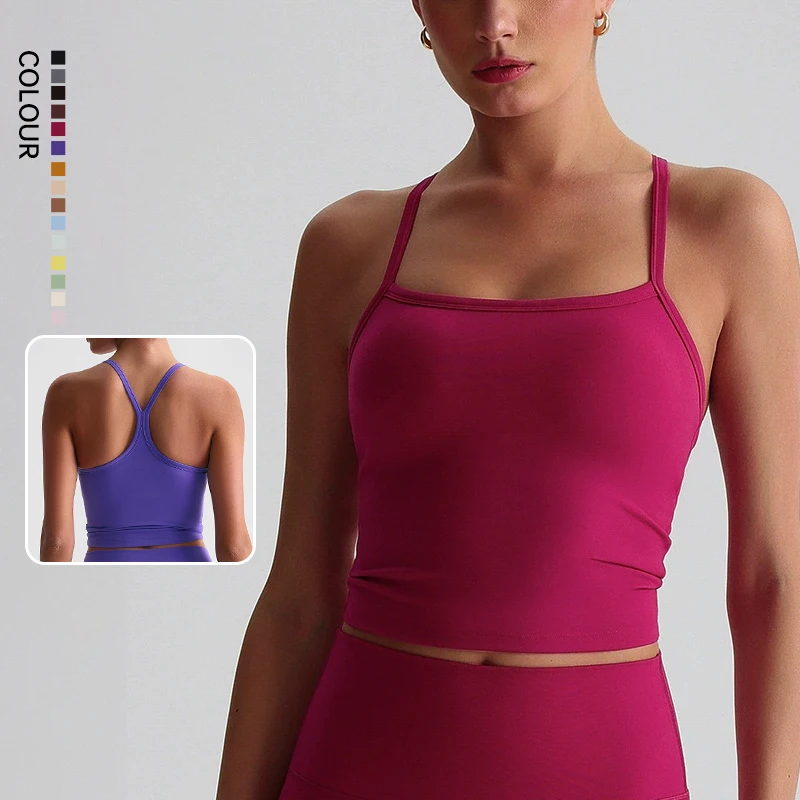 SHINBENE Hi Cloud Women's Classic Racerback Fitness Workout Crop Top Breathable Padded Running Sports Yoga Bras Vest