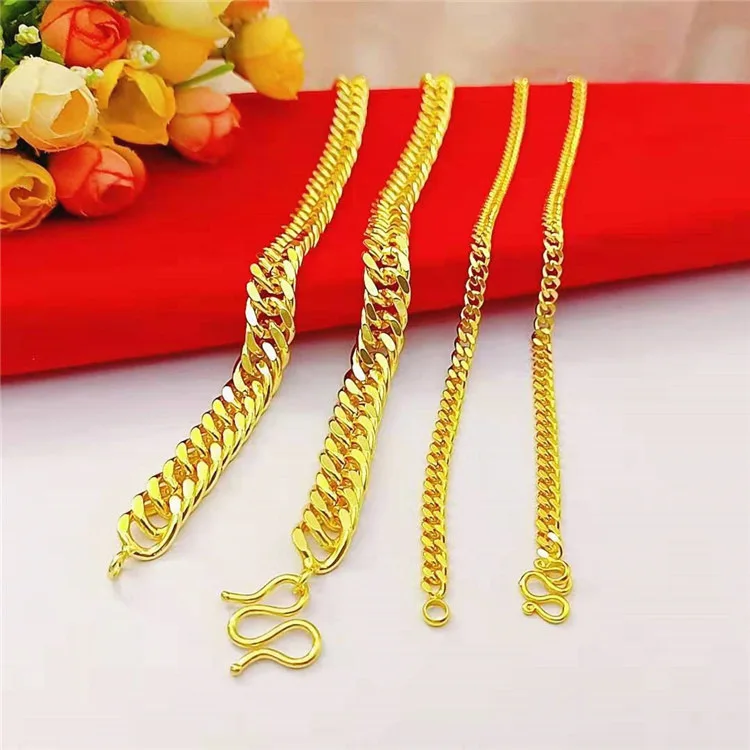 

Vietnam Placer Gold Men's Necklace For The Boss 5-10Mm High-End High-Grade Night Market Subway Economic