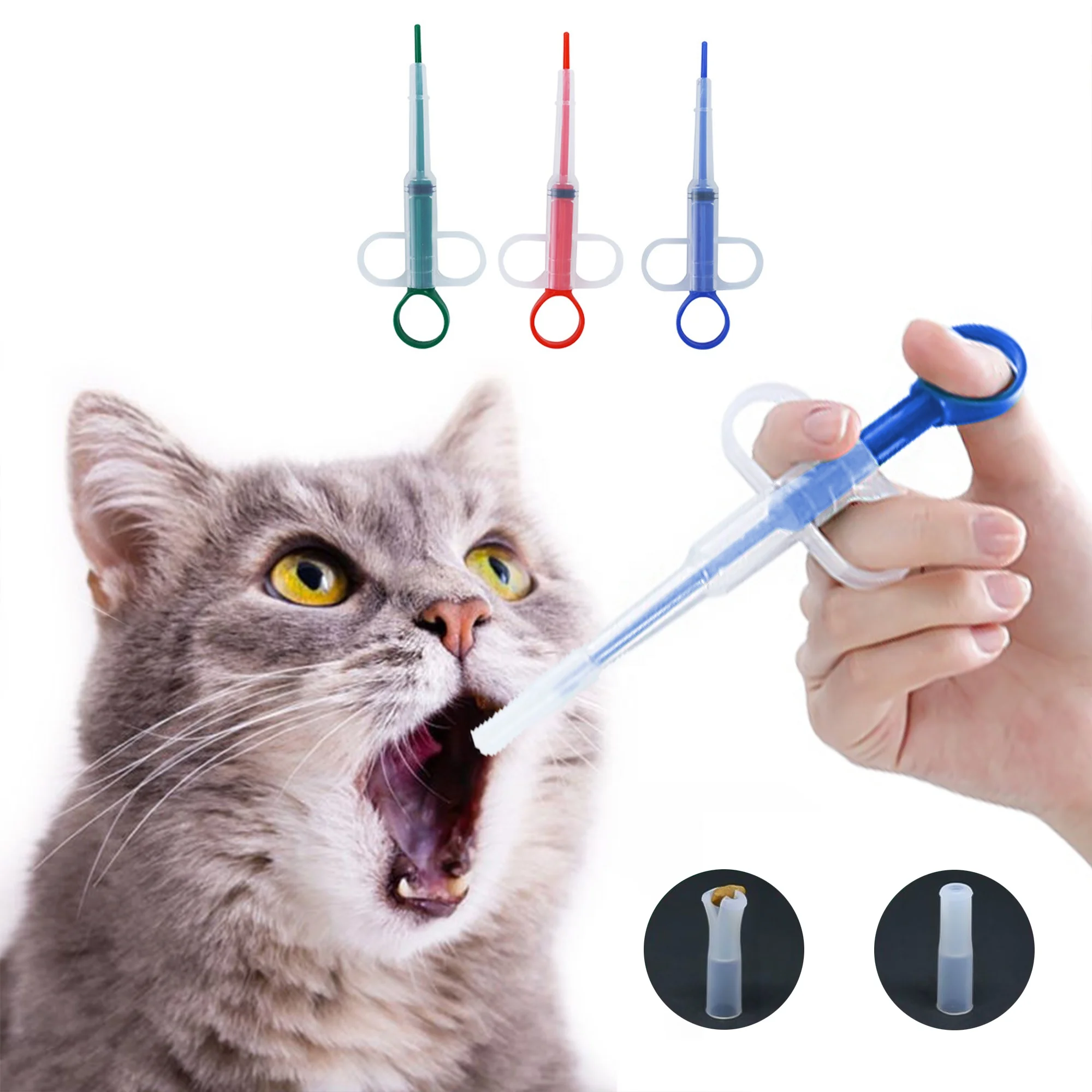 

Convenient and fast auxiliary pet feeding tool pet syringe type pill feeder dog cat kitten pet medicine feeder, Red,blue,green