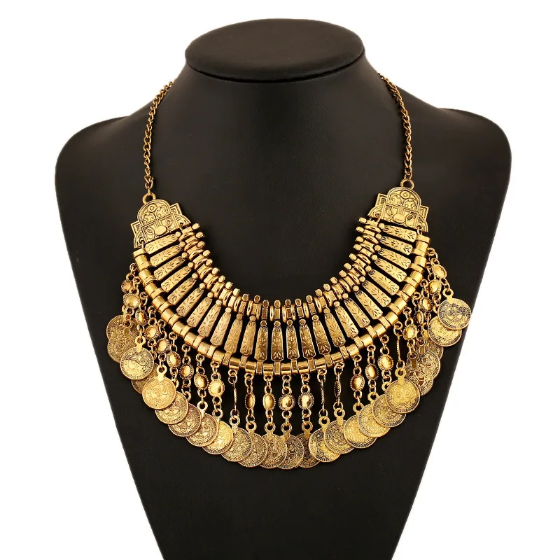 

ZQA102 Vintage coins necklace Zinc alloy Chunky necklaces Big heavy necklaces for women