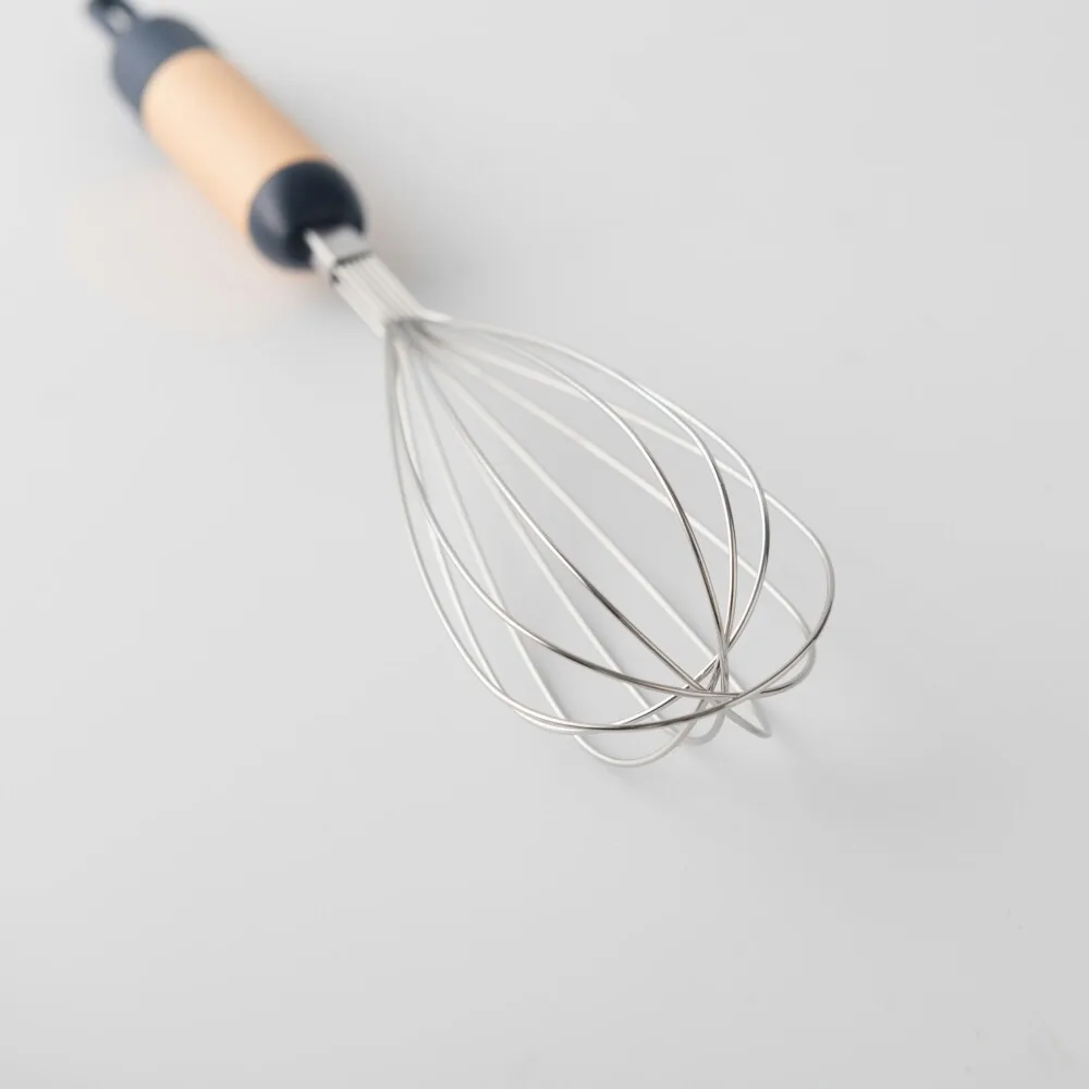 

Rustproof Durable 10" Small Wood Handle Stainless Steel Mini Egg Beater Whisk for Kitchen Cooking