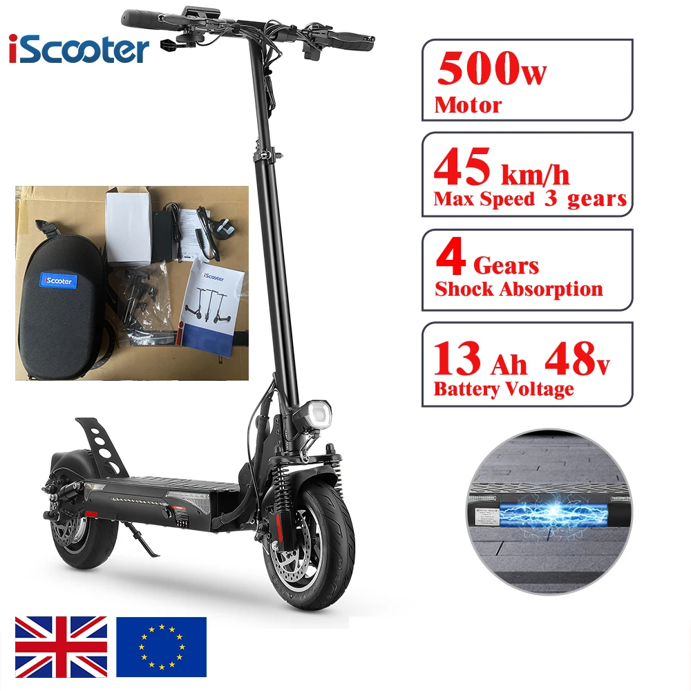 iScooter 500W 45km/h 13AH 18650 li-ion battery 48v electric scooter 10 inch Off Road Electric Scooter EU UK electric scooters
