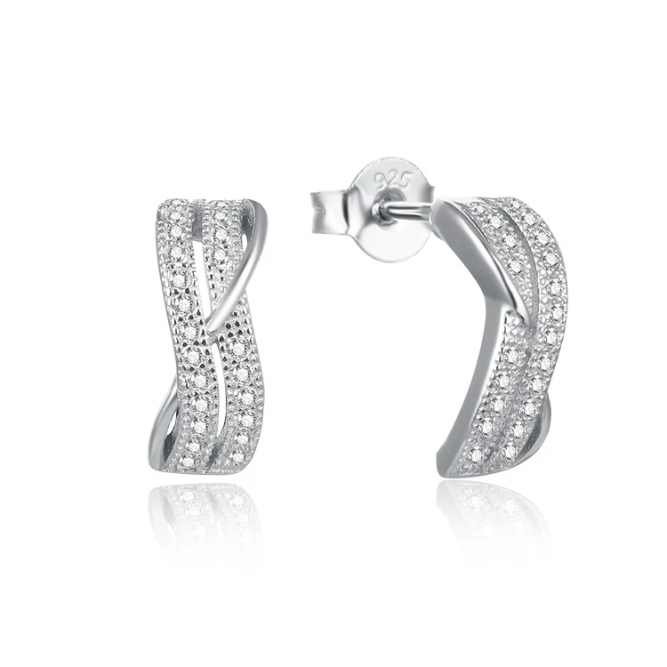 

POLIVA rhodium plated 925 sterling silver diamond zircon earring stud