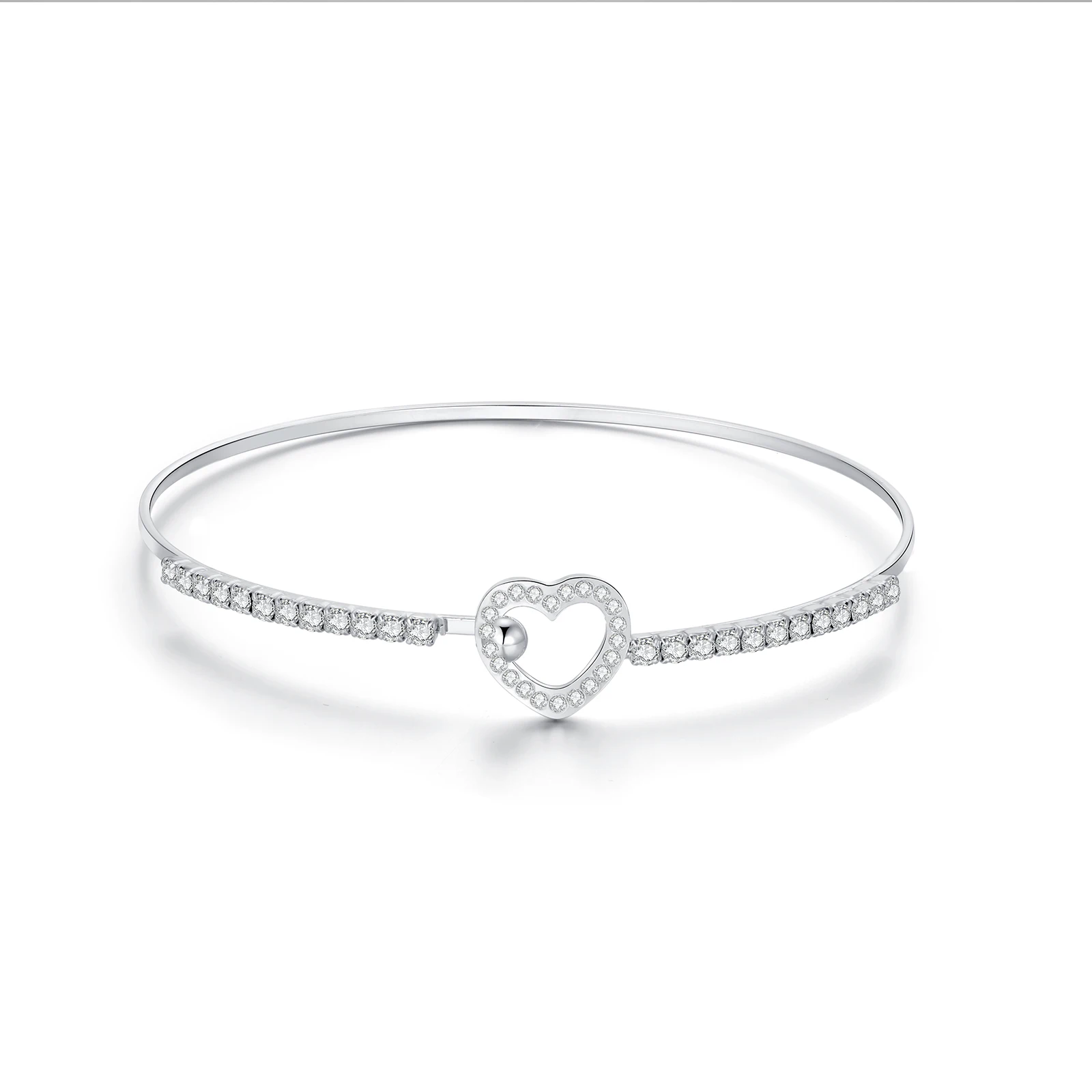 

2021 Charm Jewelry Alloy Crystal Bracelet Rhinestone Heart Bangle Bracelet, Silver/gold