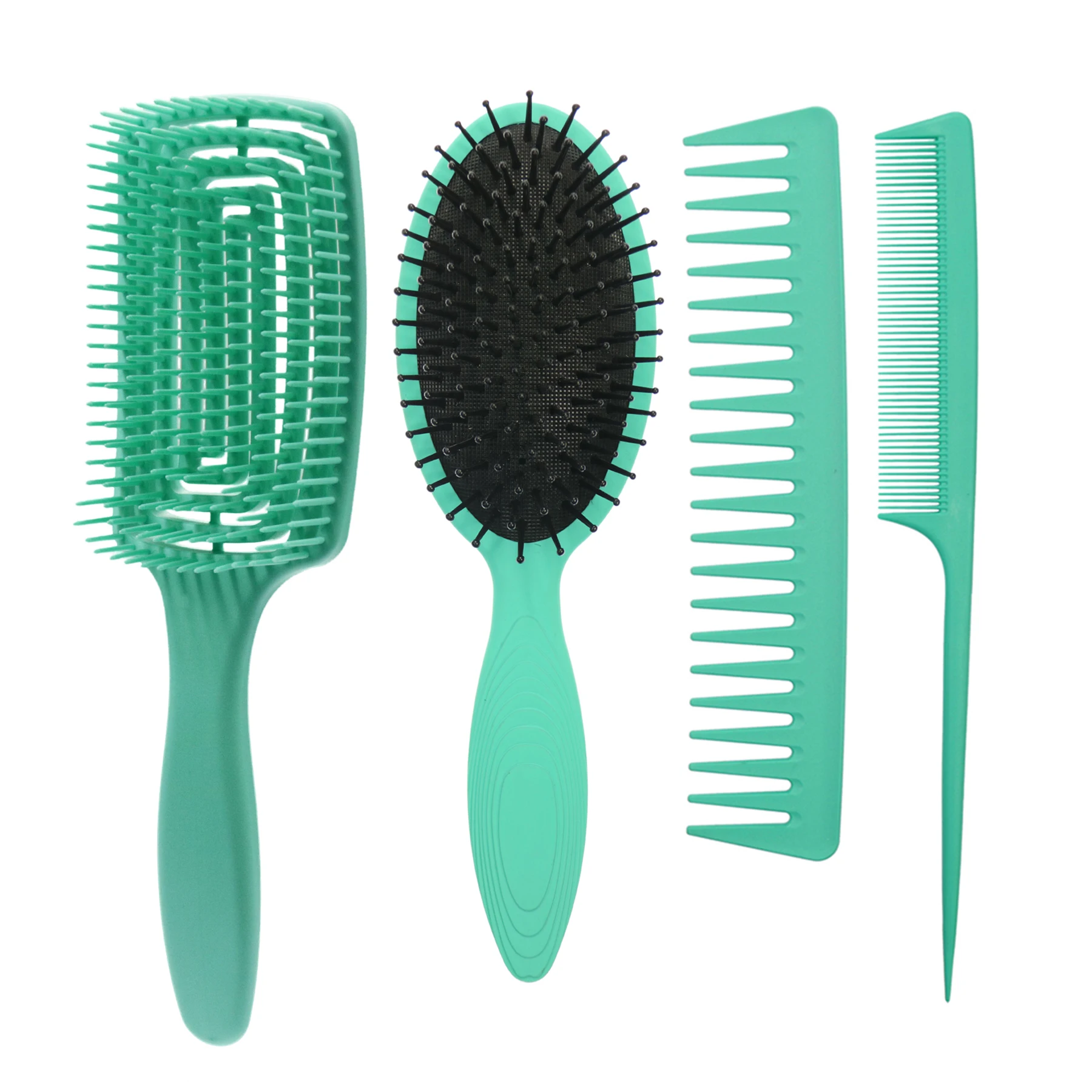 

Amazon Hot Selling Detangling Brush Set Flexible Wet Detangling Brush And Comb Massage Hair Scalp Paddle Brush Set For Home Use, Black, custom any color
