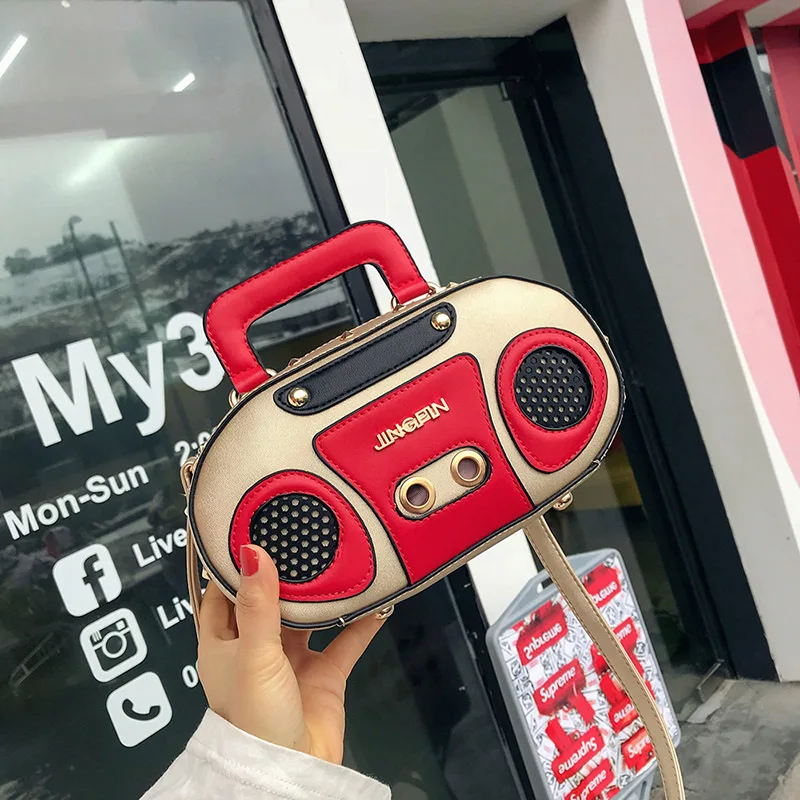 

2020 Wholesale Rivet Retro Radio Shoulder Messenger Bag, 4 colors