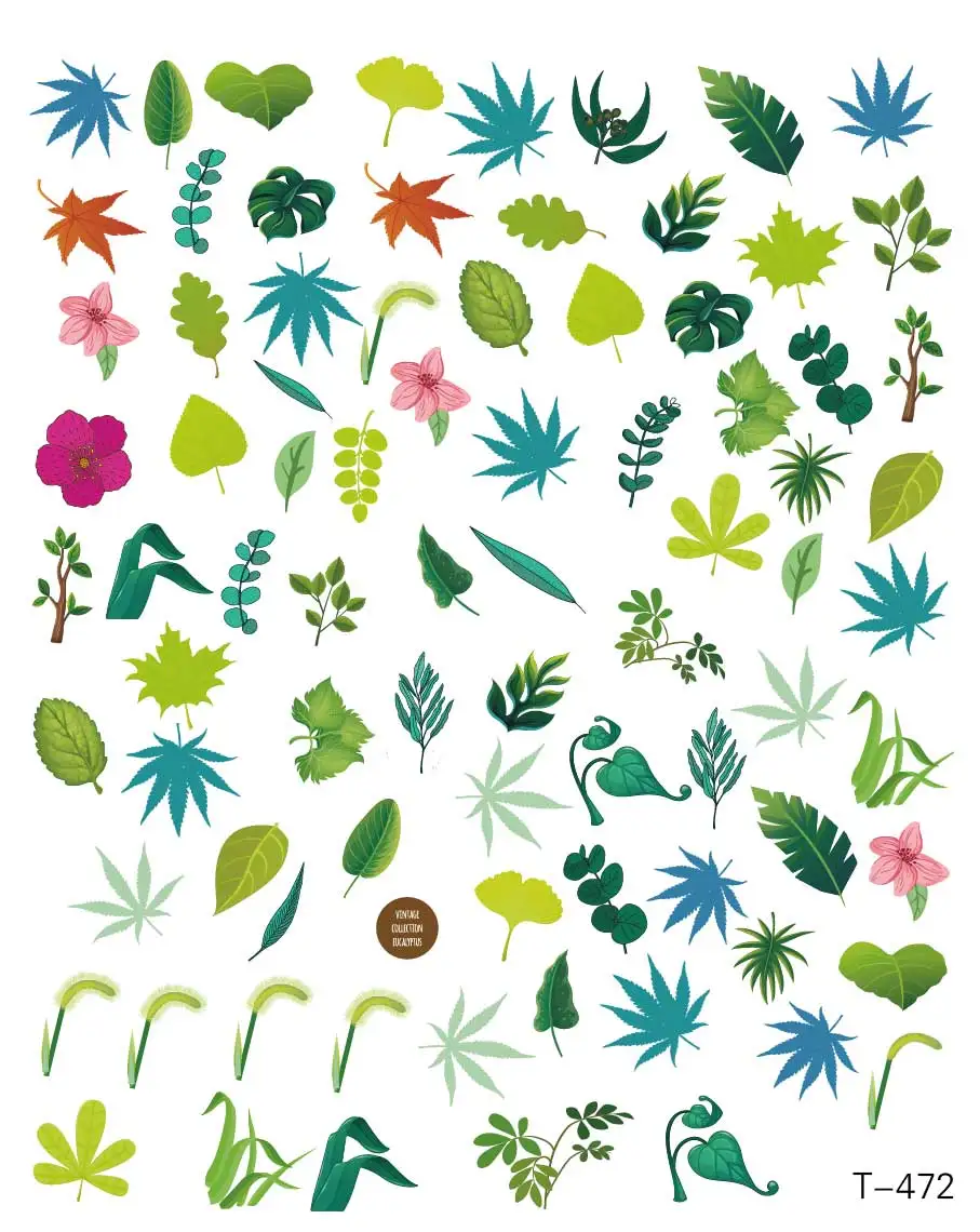 

T 472-481Spring flowers bloom, willow leaves butterfly, spring and summer four seasons plant series exclusive Nail Sticker, As pictures show