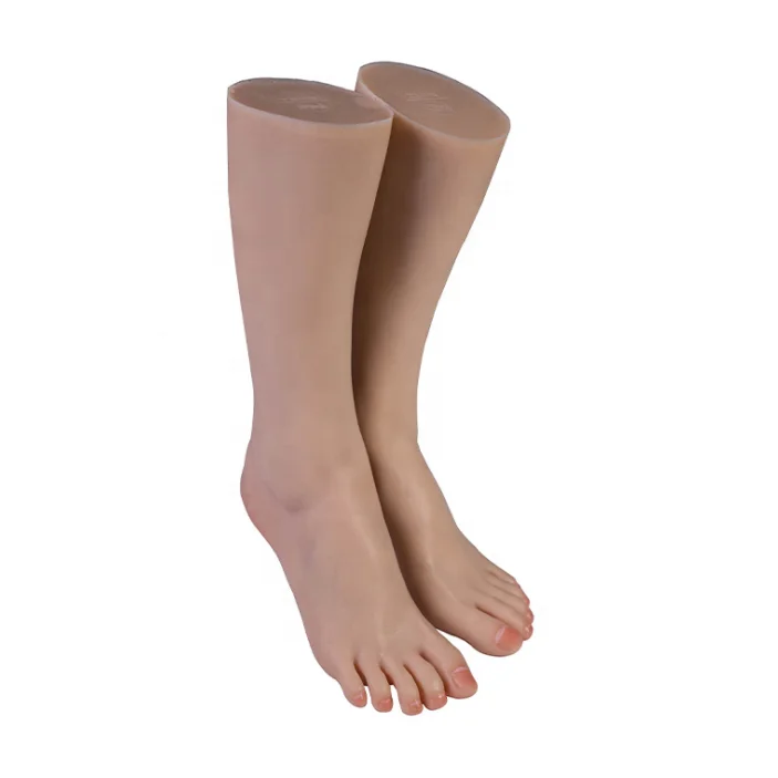 

Top Quality Silicone Female Mannequin short Leg Lifelike Legs Mannequins Woman Feet Shoes Socks Display Model, As picture(any colors are available)