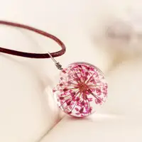 

Handmade dandelion starry glass ball time gemstone eternal flower dried flower necklace