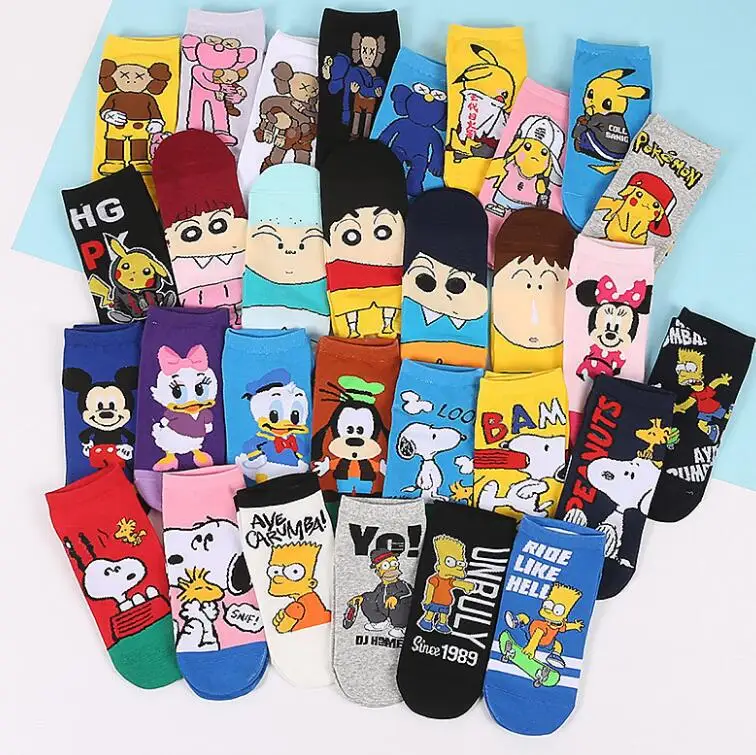 

Hot Sale Korean Funky Cartoon Anime Pattern Cotton Knitted Ankle Socks Women, Picture shown