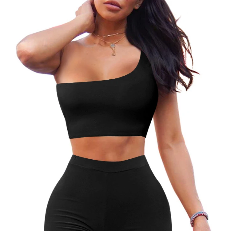 

TOB 2021 summer two piece set women's clothing Sleeveless sexy tank tops and high waist shorts AM388