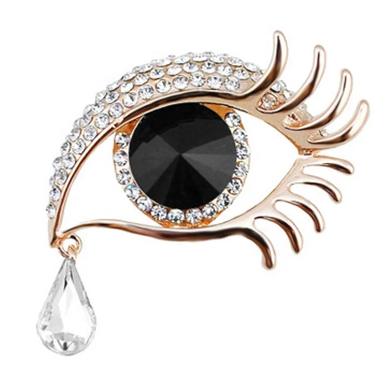 

Fashion Diamond Eye Brooch Hollow Eyelashes Tears Brooch, Golden/silver
