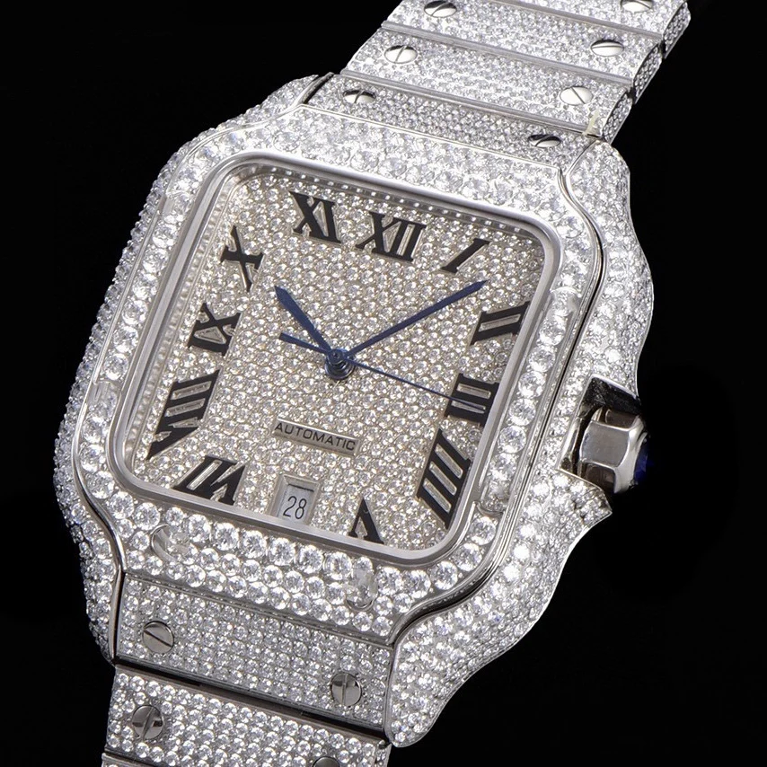 

Stainless Steel Bling Luxury Men'S Watches Automatic Mechanical Luxury Brand Moissanite Luxury Diamond Watch Bezel