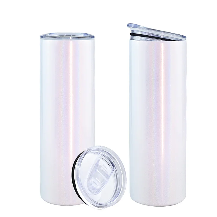 

usa warehouse free shipping 30oz stainless steel double wall straight white glitter holographic sublimation tumbler
