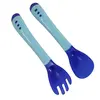 BPA free plastic baby spoon fork- baby temperature sensitive spoon