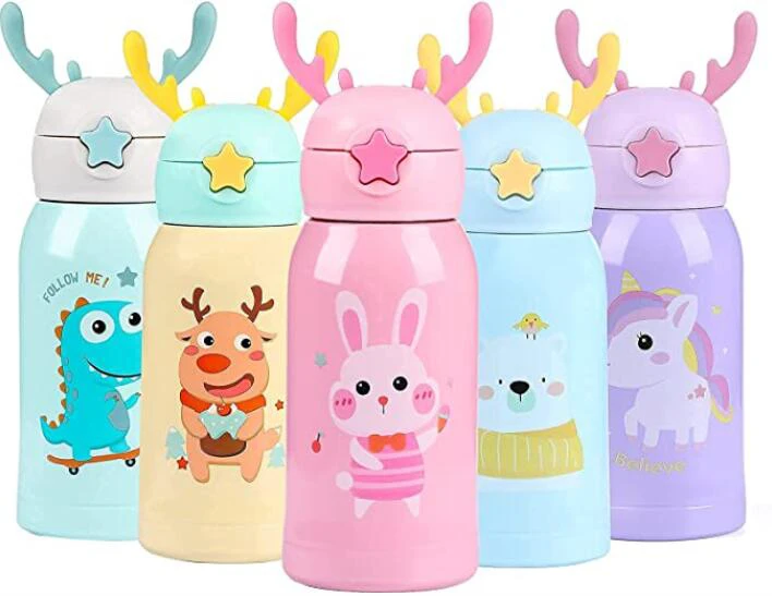 

Kids Water Bottle for School Unicorn Travel Thermos with Straw Strap 316 Stainless Steel Vacuum Cup Flask Girl Birthday Gift, Customized color acceptable