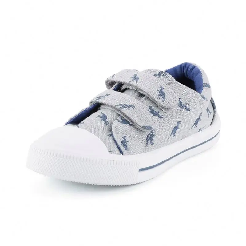 

Factory Sale Cute Dinosaur Pattern Canvas Shoes For Kids, Blue/oem