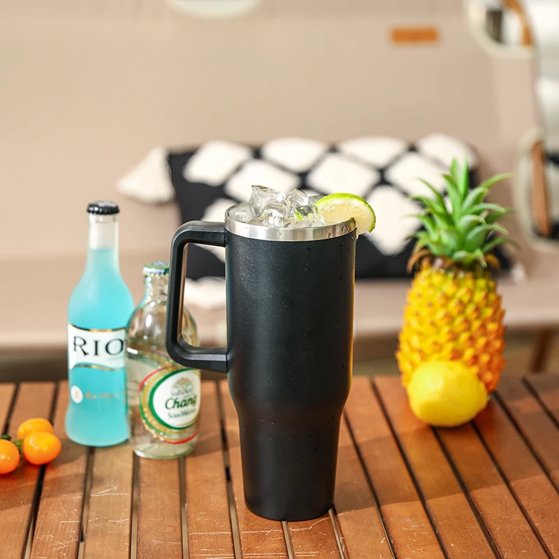 

40oz Powder Coated new design Tumbler with Lid Colorful Stainless Steel Double Wall Car Tumbler Low Key Drinking