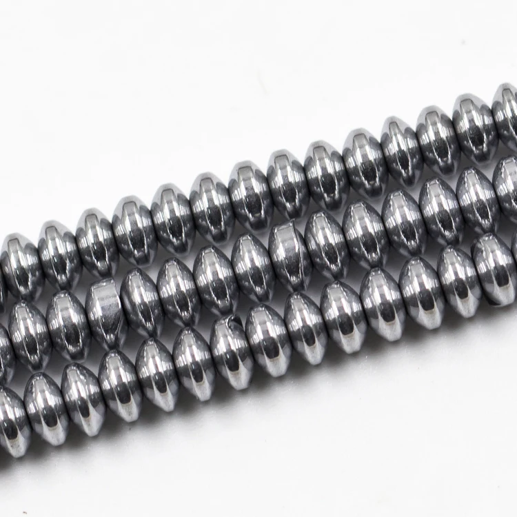 

2022 Yasiqi wholesale natural 4 mm silver dish hematite loose bead for jewelry making