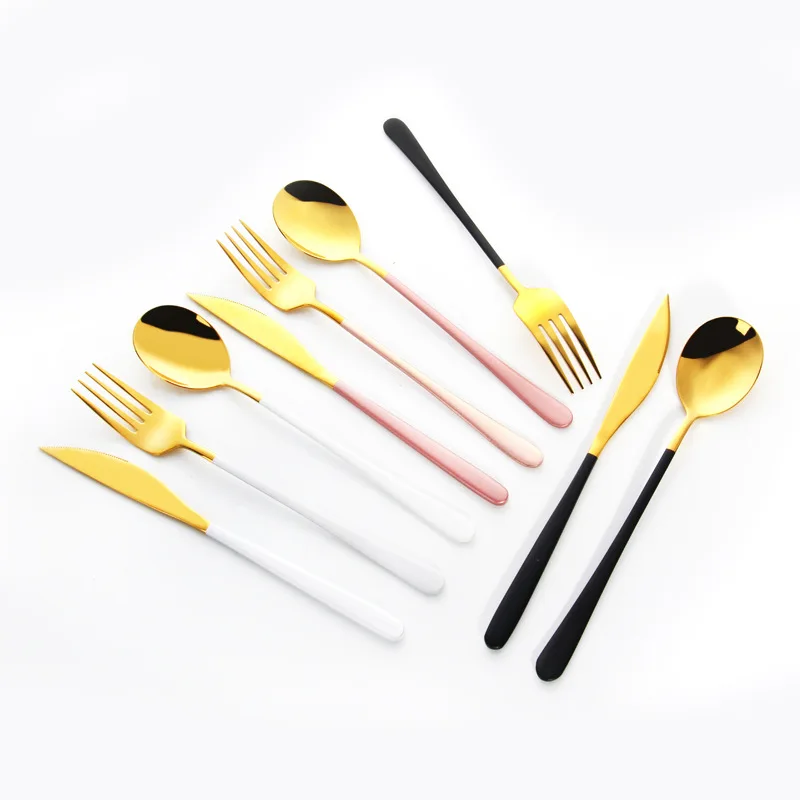 

3PCS Spoon Set Student Korean Fork Knife Stainless Steel Flatware Set