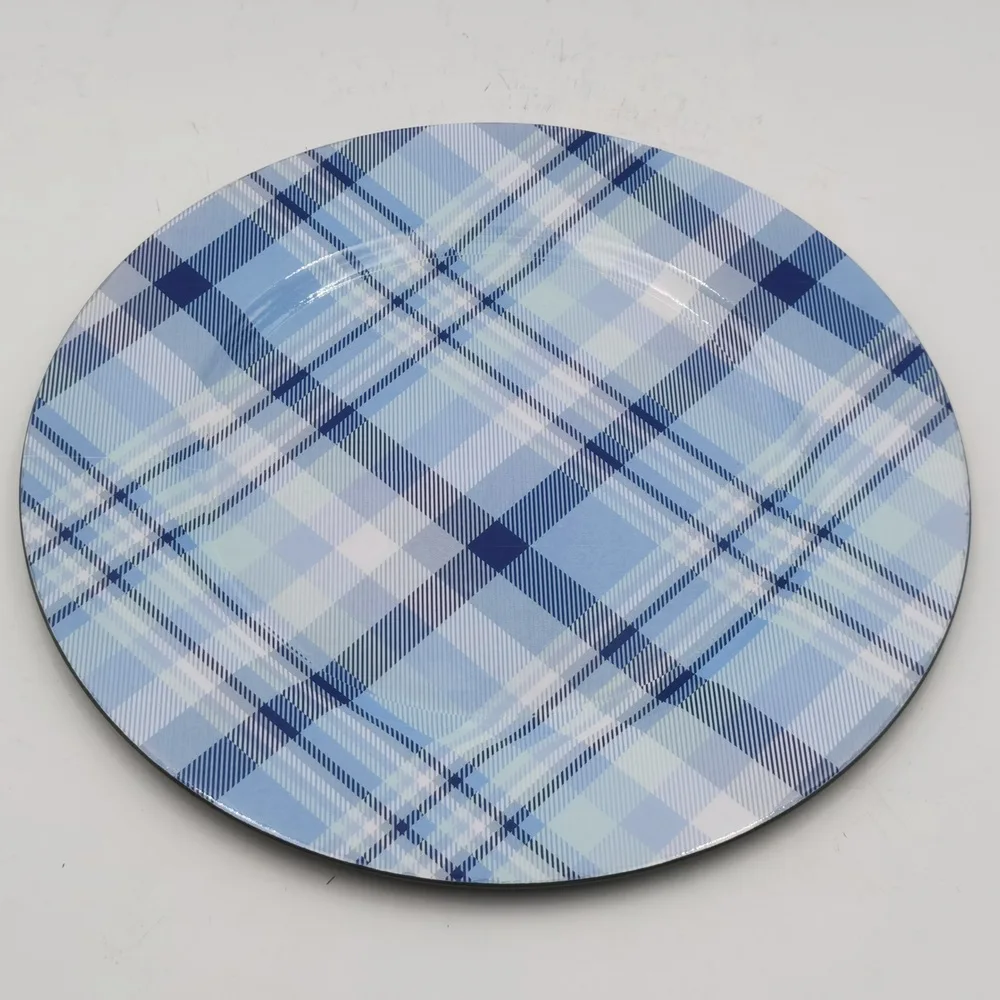 

BPA free kids plastic dining round plate with spoon