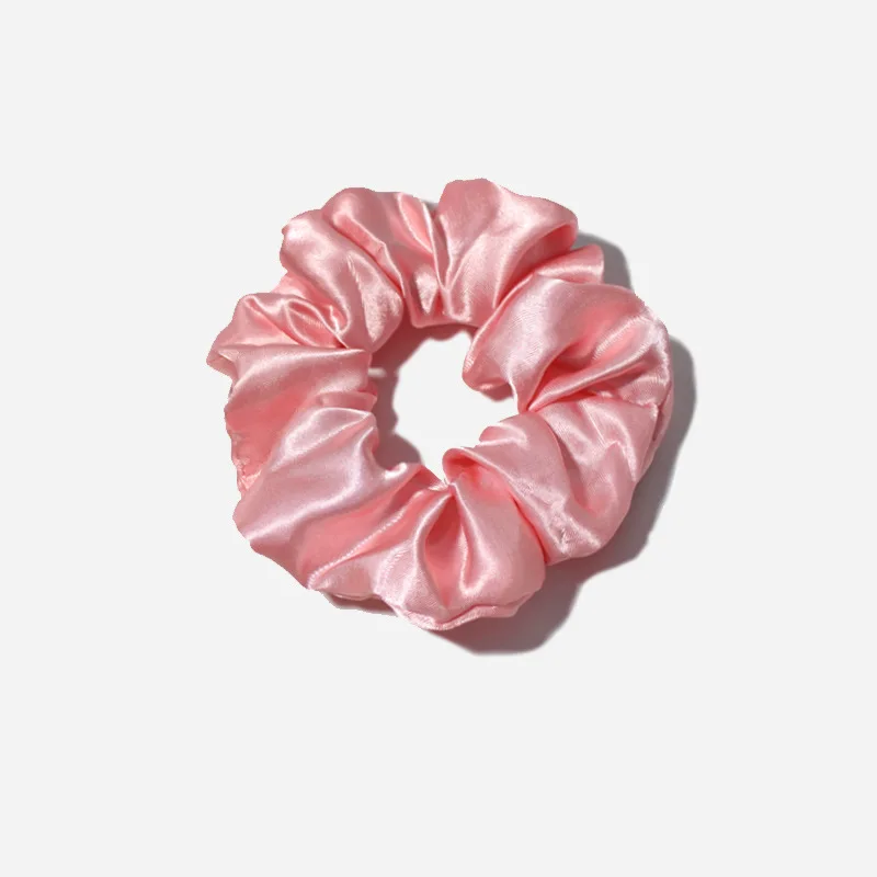 Satin silk medium scrunchies wholesale women pink scrunchies