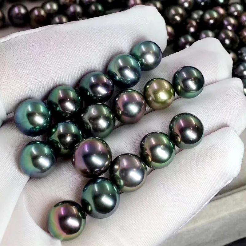 

Free shipping 12-13mm AAA Round Akoya Tahiti Pearl Seawater Oyster Black Color For DIY Bracelet Necklace Ring Holiday Gift