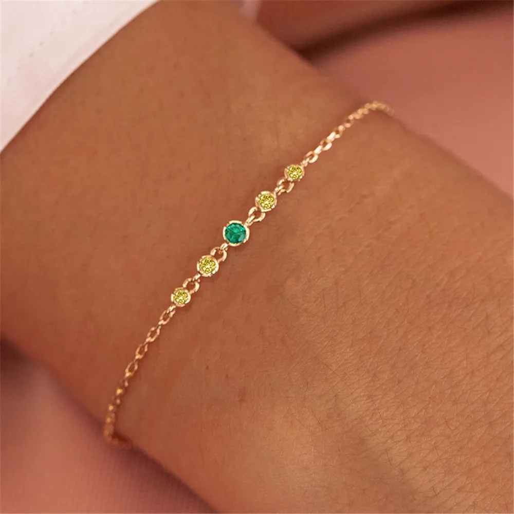 

wholesale 925 silver chain bracelets jewelry women 18K gold plated 925 sterling silver emerald diamond gold chain bracelets