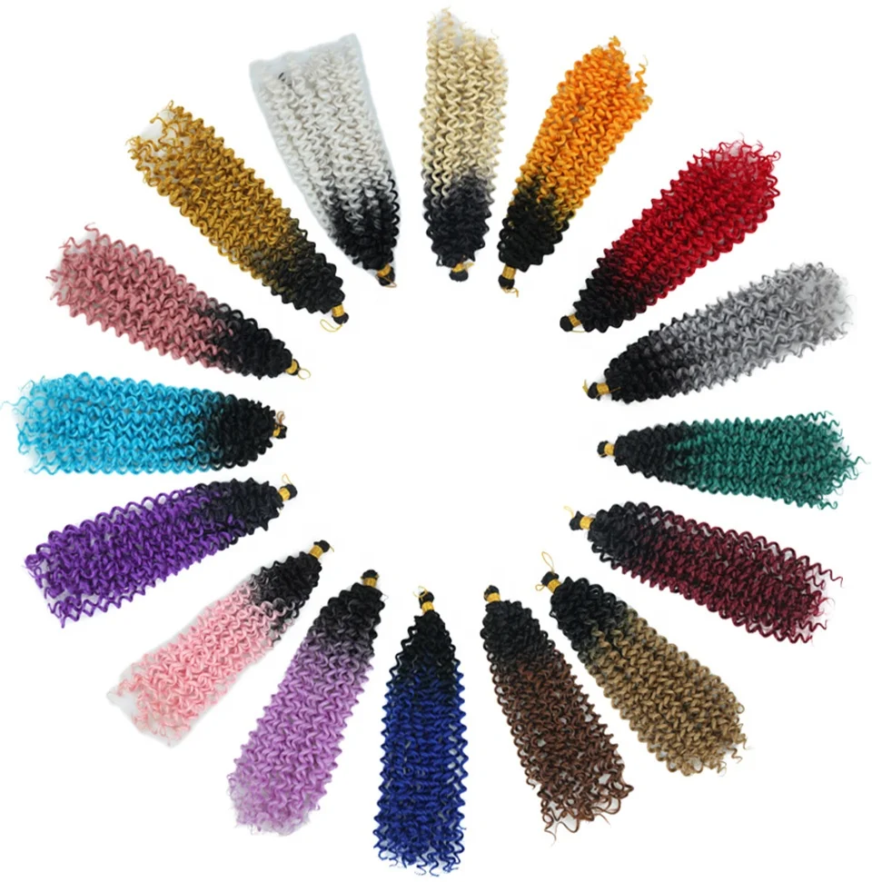 

Wholesale Fantastic Ombre Kinky Curly Water Wave Crochet Braiding Hair Deep Wave Passion Twist Synthetic Hair Extensions, 31 colors synthetic hair extension