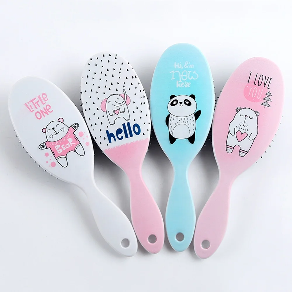 

Panda Detangling Hair Brush Portable Handle Oval Massage Hair Brush, White, pink, blue