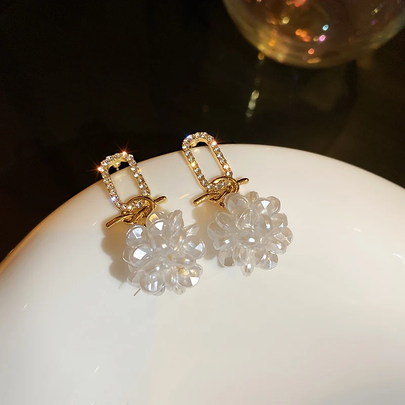 

trendy fashion ball beautiful drop crystal earrings