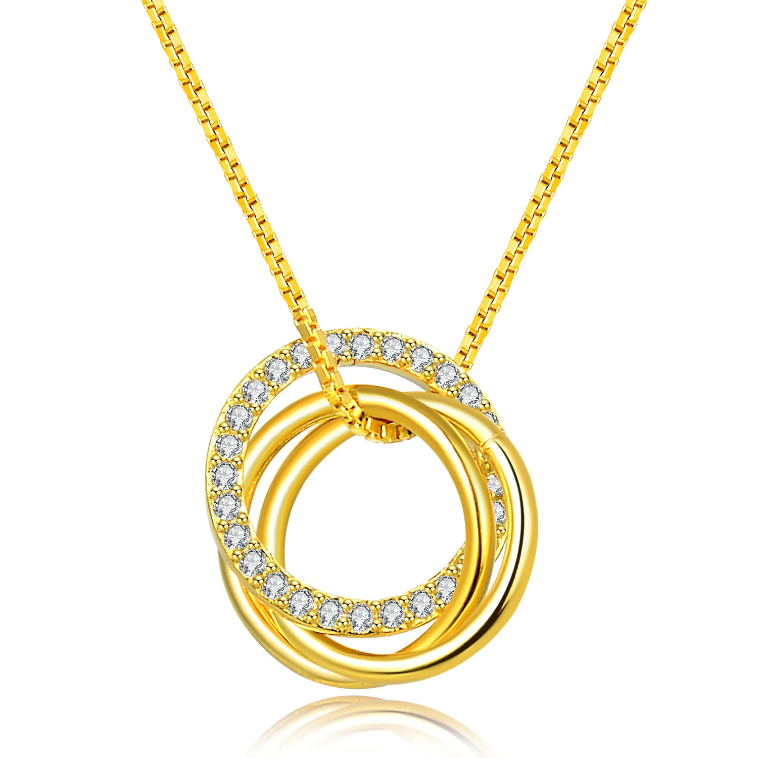 

Cheap Wholesale Fashion Jewelry Chains 925 Sterling Silver Box Chain Women Silver/Gold Circle Pendant Jewelry Necklace